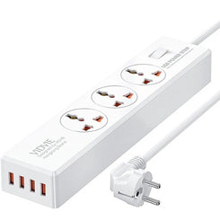 Zapatilla   3 Tomas con llave Vidvie 2400W con USB