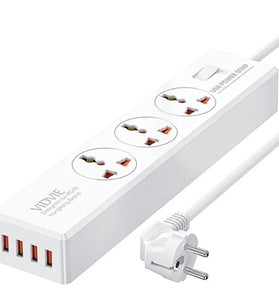 Zapatilla   3 Tomas con llave Vidvie 2400W con USB