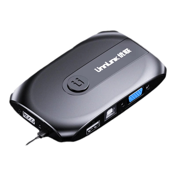 KVM USB VGA 2 Puertos Unnlink c/ botón selector