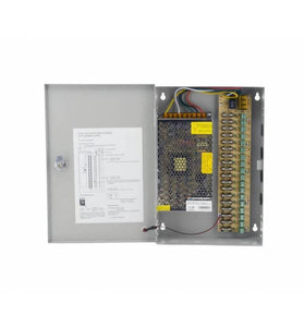 Fuente Gabinete Metalico 12V 20A 18 Canales c/Respaldo