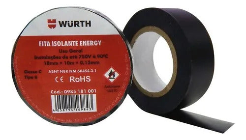 Cinta Aisladora Wurth 19mm 20 Metros Negra