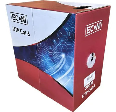Cable UTP ECONI CAT 6 Bobina 305 Metros CCA Exterior Negro