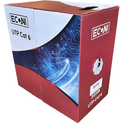Cable UTP ECONI CAT 6 Bobina 305 Metros CCA Exterior Negro