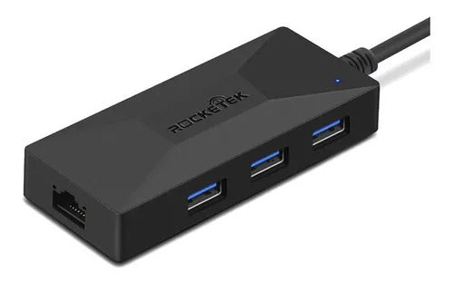 Adaptador Usb Red Rocketek Usb 3.0 Gigabit + Hub 3 Puertos M