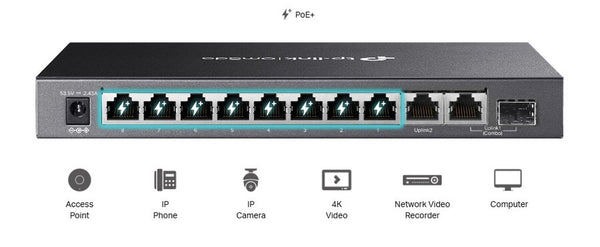 Switch TP-Link DS110GMP 10 Puertos Gigabit 8 POE