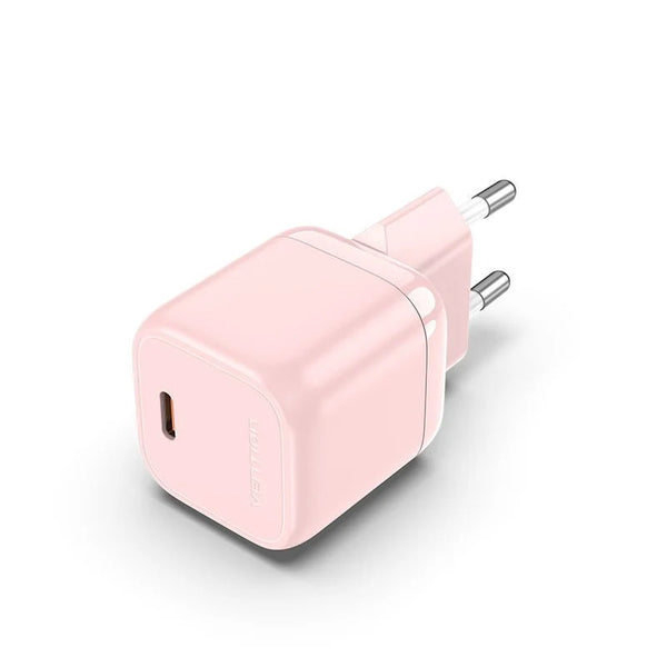 Cargador Vention 1 USB-C 30W gaN FAST Rosado