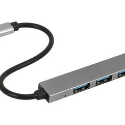 HUB Rocketek 4 Puertos USB Tipo C Plateado T809