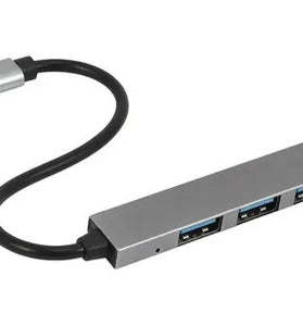 HUB Rocketek 4 Puertos USB Tipo C Plateado T809