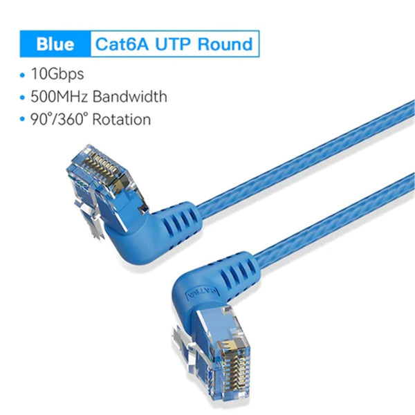 Patchcord Vention 3 Metros 90° Azul - Celeste CAT6A IBOLI