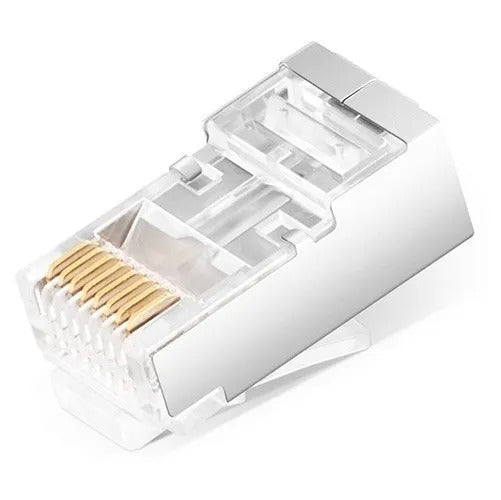 Conector RJ45 Pass trough CAT 6A 100 unidades BLINDADO